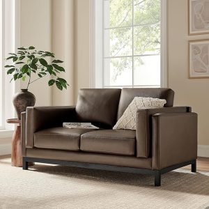 Roscoe 63 Inch Vegan Leather Loveseat in Espresso