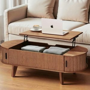 Oval Lift Top Coffee Table with Storage